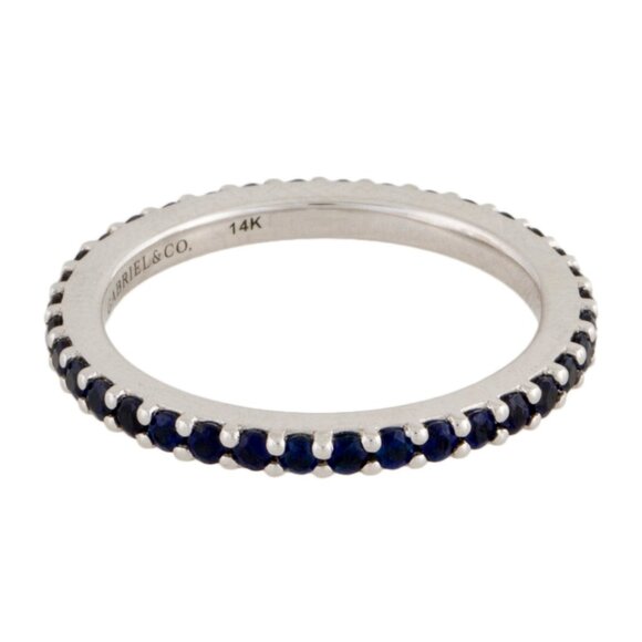 GABRIEL & CO. 14K WHITE GOLD SAPPHIRE0.54 TW STACKABLE ETERNITY BAND RING